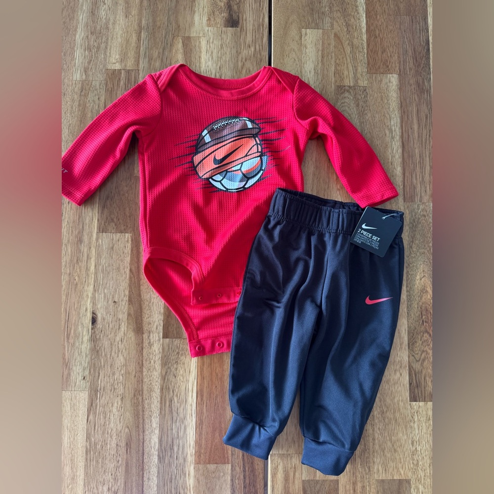 Nike Red and Black Baby Outfit Set